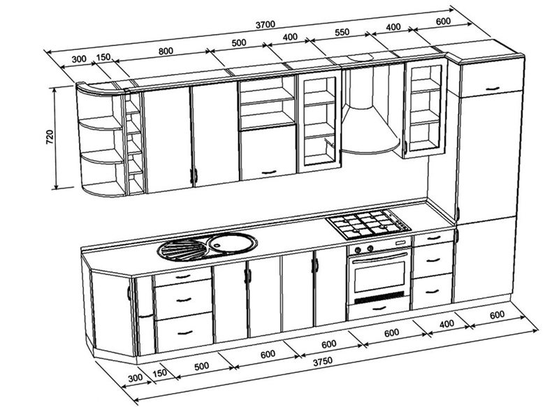 Kích thước tủ bếp chữ I chuẩn phong thủy là bao nhiêu?