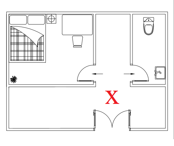 Tránh thiết kế cửa phòng ngủ đối diện với cửa phòng tắm - nhà vệ sinh