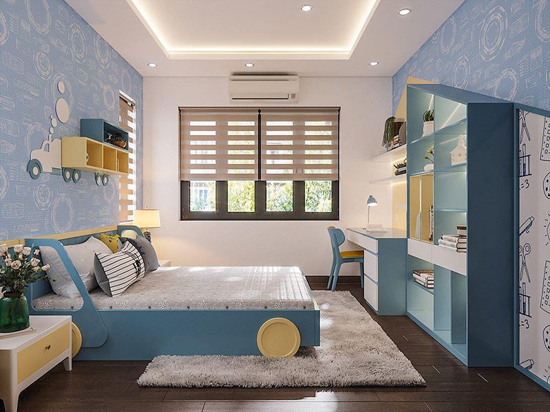 Phòng ngủ trẻ em với gam màu tươi sáng